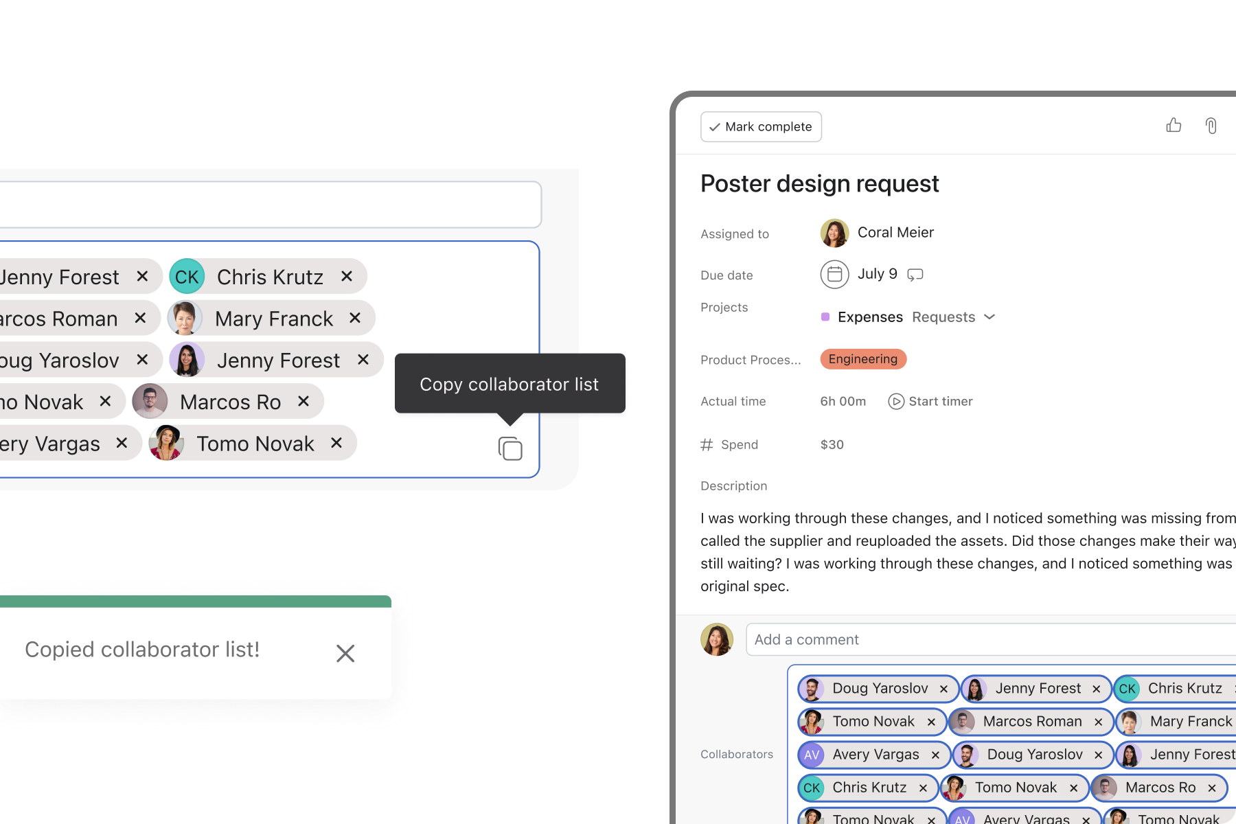 Asana, Copy Collaborators